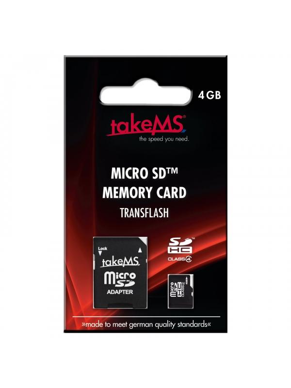 MicroSD 4GB [Class 4] Memory Card with SD Adapter - 